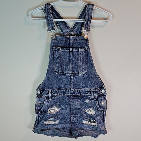Bluenotes Medium Distressed Denim Overall Shorts - Picture 1 of 8